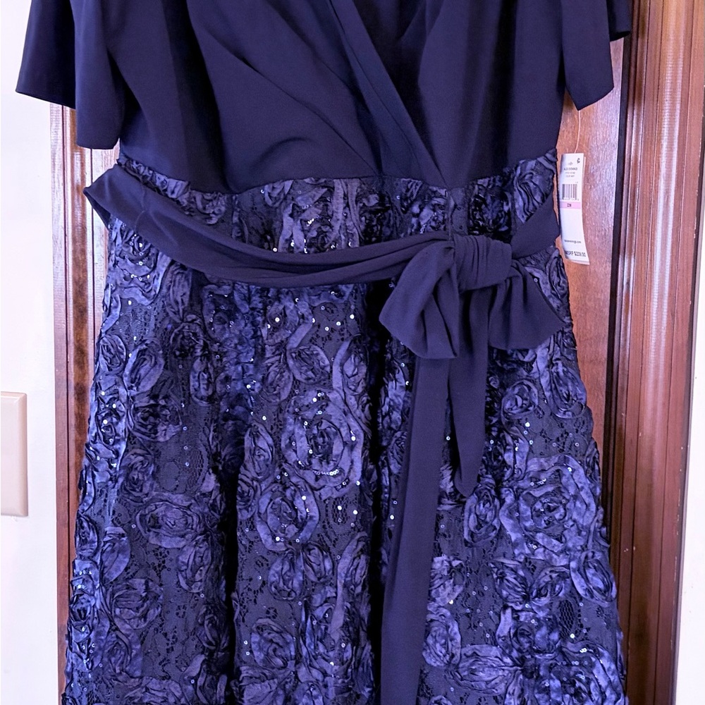 Alex Evenings Navy Midi Dress